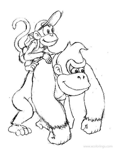 donkey kong and diddy kong coloring pages